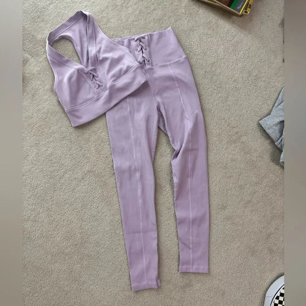 Aerie Lavender Matching Workout Set M